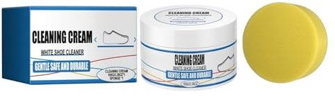 Generisch Weisse Schuhe Reinigungs Creme, 2024 Multifunktional weiße Schuh Reinigungscreme mit Wischschwamm für Sneaker Reiniger Weiß, Weiße Schuhcreme Sneaker Reiniger für alle Oberflächen B