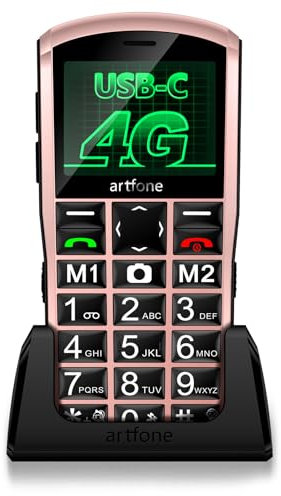 artfone A400 4G Seniorenhandy Ohne Vertrag丨Rentner Handy große Tasten丨1800mAh Akku Handy für Senioren Dual Nano SIM丨2.4 Zoll丨SOS-Taste丨Ladestation丨die Zeitansagefunktion丨Bluetooth - Rosa