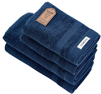 PandaHome Handtuch Set aus Baumwolle 100%, 2 Badetucher, 2 Handtücher | Towel, Schnelltrocknend Weich Saugstark 500 g/m² (Blau)