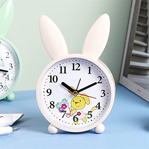 Dh2yjnbf3 Réveil Dessin animé Lapin réveil Chambre Chevet décoration Simple muet Petit réveil étudiant réveil Cadeau Réveil Analogique(Beige)