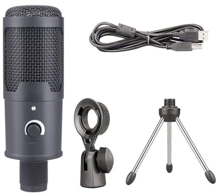 ERINGOGO USB Kondensatormikrofon für PC mit Halterung Schwarz Nierencharakteristik Genau für Sprache und Umgebungsgeräusche für Videokonferenzen und Radioaufnahmen Zufälliger Stil