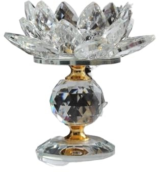 ATMRC Candelabri Portacandele Portacandele Blocco di Vetro Fiore di Loto Portacandele in Metallo Feng Shui Home Decor Grande tealight Lanterna