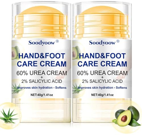 Soodyoow 2 piezas de crema de pies de urea al 60% para pies, crema reparadora de talón agrietado para talones agrietados y piel seca, crema hidratante para pies - Crema de pies no grasa con urea