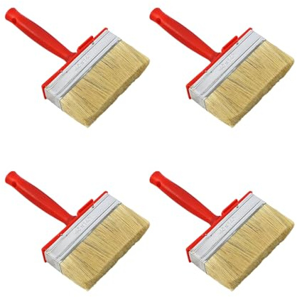Lot de 4 applicateurs de peinture pratiques à poils naturels - Idéal pour les revêtements solvants - Huile pour bois verni - Murs et terrasses