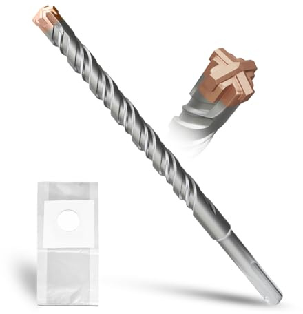 METOTY SDS Plus Hammer Drill Bit 14mm×210mm, with 4 Carbide Cutting Edges, Head with Coating, Masonry Drill, Hammer Drill, Concrete Drill, for Stone, Concrete, Natural Stone, Brick Wall