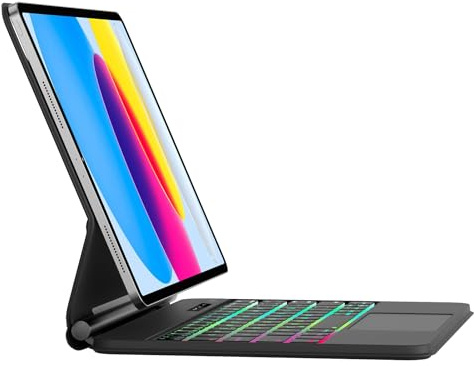 WAVATA Magic Keyboard per iPad A16 11 Generazione 2025 & iPad 10 Generazione 10.9 2022, Design Magnetico Fluttuante, Retroilluminata a 7 Colori, Tastiera Trackpad Multi-Touch, Nero