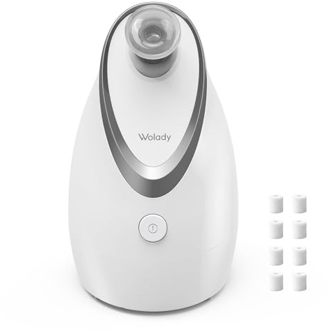 Wolady Facial Steamer, Nano-Ionic Face Steamer with Adjustable Nozzle & Aromatherapy Function, Warm Mist Humidifier Home Sauna Spa, Facial Moisturizing Deep Cleaning for Women, Birthday Gifts,White