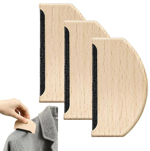 3 Pezzi Pettini in Cashmere e Lana Fine – Spazzola Levapelucchi in Legno Naturale, Pettine Anti Pilling per Maglioni, Cappotti, Sciarpe e Tessuti Delicati – Accessorio Portatile