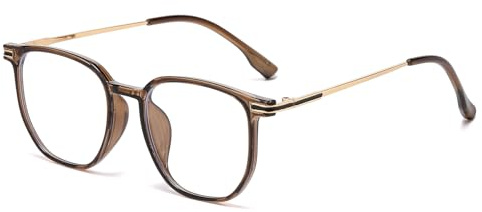 LJCZKA Quadratisch Blaulichtfilter Brille für Damen Herren Eckig Blaulichtbrille Metall Rahmen Anti-Müdigkeit Computerbrille für Gaming, TV