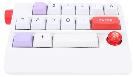Jectse USB Mechanical Numpad, Teclado Numérico con Cable, 17 Teclas de Key de Bricolaje Programable, Luz de Fondo LED de 12 RGB, para Tabletas de Laptop de PC (White)
