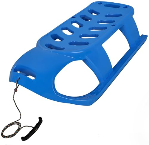KOTARBAU® Schlitten für Kinder - 87 x 45 x 26 cm - Kunststoff Schlitten für Erwachsene - Rodel - Kinderschlitten mit Metallkufen & Zugseil - Stabil & Robust - Blau