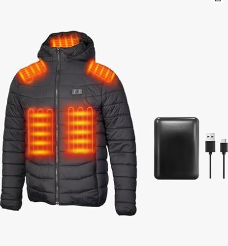 Rrtizan - Gilet riscaldante da uomo, gilet riscaldabile con powerbank da 10000mAh - Giubbotto riscaldante e giacca termica con batteria per uomo, 15 zone di riscaldamento, 3 livelli di temperatura
