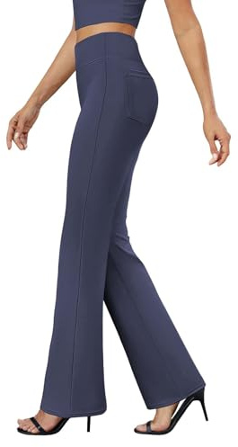 YIzdegg Joggingbyxor dam hög midja – yogabyxor, eleganta sportbyxor, smal passform, fritidsbyxor, stretchbyxor, enfärgade träningsbyxor med elastisk midja, löparbyxor, raka utomhusbyxor, hög midja