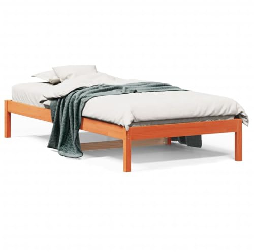 HETFTJN Tagesbett 80x200 Kiefer Massivholz Wachsbraun Robustes Bettgestell mit Stauraum Unterbau Modernes Design für Schlafzimmer Wohnzimmer Gästezimmer