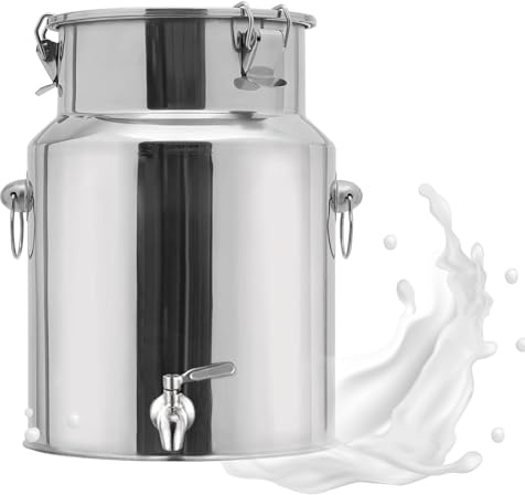 Contenitore per Olio Acciaio Inox 18/10 con Rubinetto, Bidone Alimentare Ermetico 5-88 Litri, Fusto Olio Oliva Salvagoccia Multiuso per Cucina(With Spigot,6L/1.59Gal)