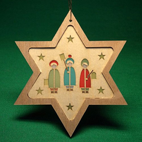 Rudolphs Schatzkiste Christbaumschmuck Stern mit Laternenkinder Höhe= 8cm NEU Weihnachten Baumschmuck Holzschmuck Holz Seiffen Erzgebirge Strauchbehang Dekoration