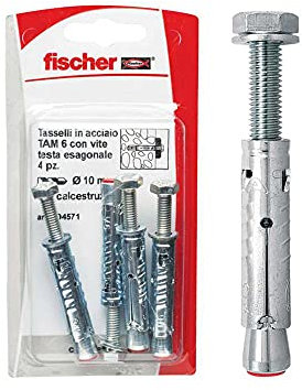 FISCHER - Tassello multiuso con vite esagonale, Confezione da 4 pz, Variante: M6