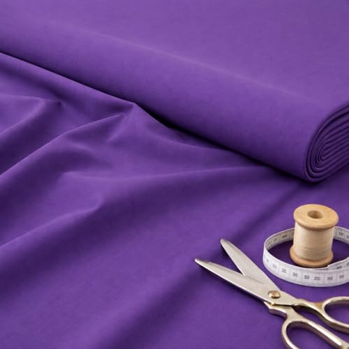Stoff Meterware Lila 160 cm Baumwolle Linon – Uni einfarbig, schadstoffgeprüft, pflegeleicht, waschbar bis 30 °C, ca. 130 g/m², 1 Meter Baumwollstoff, hergestellt in Europa