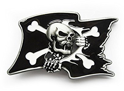 eeddoo® Gürtelschnalle - Piratenflagge - Totenkopf - Pirate Skull Flag (Buckle für Wechselgürtel für Damen und Herren | Belt Frauen Männer Oldschool Rockabilly Metall Gothic Wave Rock Biker)