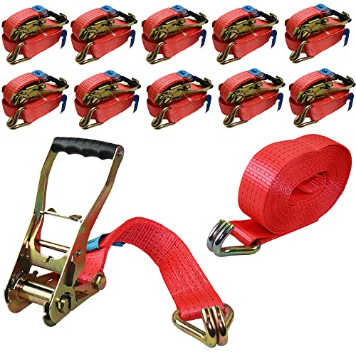 10 Stück | Spanngurte | Zurrgurte | Länge 8m | Ratschengurte | TÜV/GS geprüft | zweiteilig | belastbar bis 5000 kg | nach DIN EN 12195-2 | Breite 50mm | LKW | Ladungssicherung
