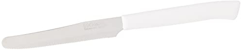 Home 0 Coltelli da Tavola Seghettati, Confezione da 6 Pezzi, Inossidabile, Acciaio/Bianco, 29x2x8 cm, 6 unità