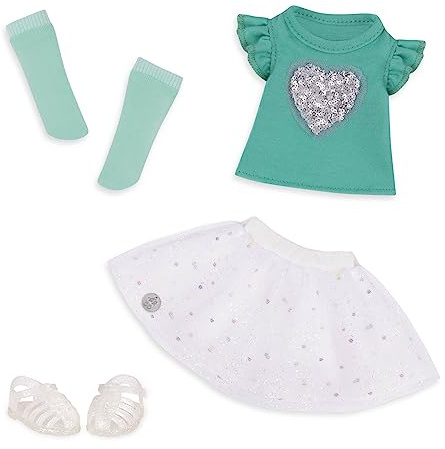 Glitter Girls - ¡Brillando con Estilo! - Glitter Ropa Muñecas Niñas - Conjunto Sparkly Heart - Top y Falda de Volantes - Accesorios para muñecas de 36 cm - 3 años +