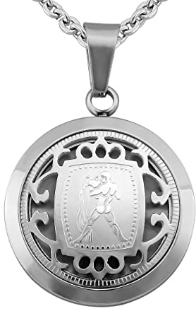 Hanessa Sternzeichen Halskette in Silber – Edelstahl Kette mit Anhänger & Gravur – Personalisierter Schmuck für Damen & Herren, 50-60 cm – 12 Sternzeichen zur Auswahl