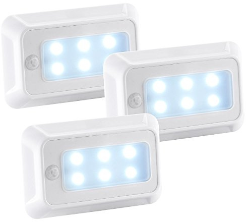 Luminea Bewegungslicht innen: LED-Nachtlicht mit Bewegungs- & Dämmerungs-Sensor, Batterie, 3er-Set (LED Bewegungslicht, Batterie, Baby)