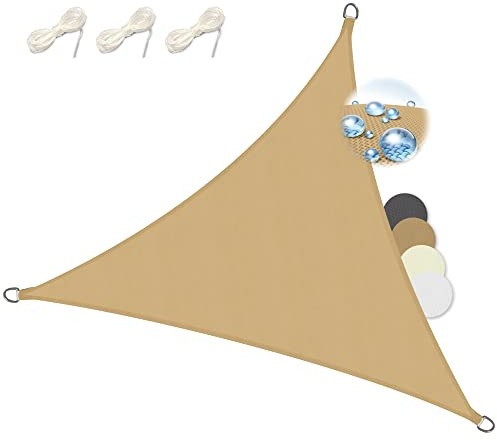 Sol Royal Voile d'ombrage Triangulaire imperméable PES Protection UV Toile | 3,6x3,6x3,6m sable solaire brise vue pergola patio terrasse balcon & jardin SolVision Fixation triangle PS9