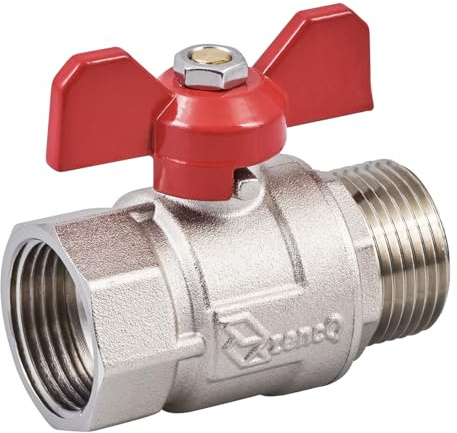 zencQ Kugelhahn mit Verschraubung 1 Zoll MF, Messing Kugelhahn mit Flügelgriff, Kugelventil aus Messing Anschluss mit Innengewinde und Außengewinde Flügelgriff für Industrie,Wasserpumpen(1)