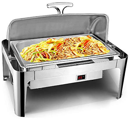 DBMGB Chafing Dish Scalda-vivande, Contenitore Termico per Alimenti Caldi Acciaio Inox con Display Tempreature per Buffet, Banchetti, Feste in Casa, 9L, 600W