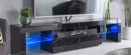 MMT Furniture Designs Meuble TV, Bois d'ingénierie, Noir, 200 cm (l) x 40 cm (P) x 45 cm (H)