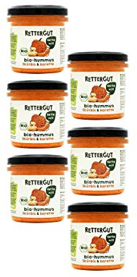 RETTERGUT 6-er Set Retterbox bio-brotaufstrich Kürbis-Hummus (6x135g) I Aufstriche im Glas aus gerettetem Gemüse I natürliche Zutaten I vegan I Bio-Qualität