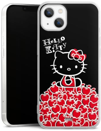 Slim Case kompatibel mit Apple iPhone 13 Silikon Handyhülle transparent Hülle extra dünn Apfel Fanartikel Hello Kitty