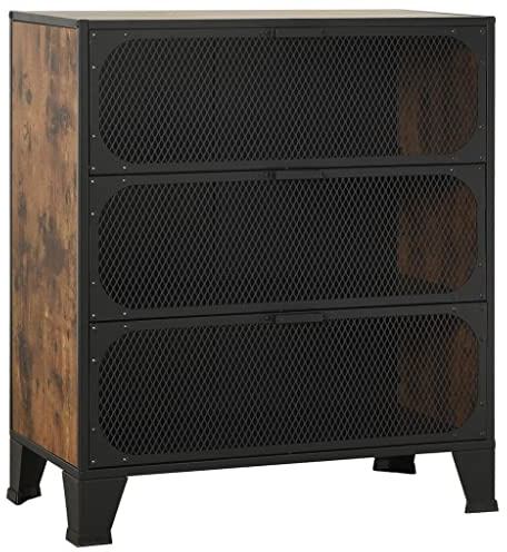 vidaXL Aufbewahrungsschrank Sideboard Kommode Schrank Anrichte Beistellschrank Mehrzweckschrank Standschrank Rustikales Braun 72x36x82cm Metall MDF