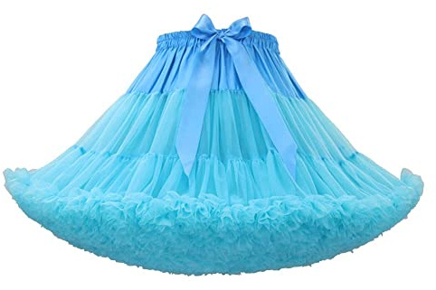 Homipooty Sottogonna elastica da donna in tulle, tutù per feste, multistrato, per cosplay, gonna, lunghezza 40 cm, vita 56-95 cm, Celeste., 56-100cm
