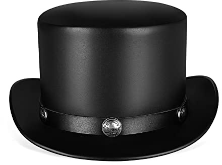 Mittelalterlicher Punk-Hut, Halloween-Hut, industrieller Retro-Stil, PU-Leder, Kuppel, Uni, magischer Hut, Gentleman, Partyhut, Schwarz , Einheitsgröße