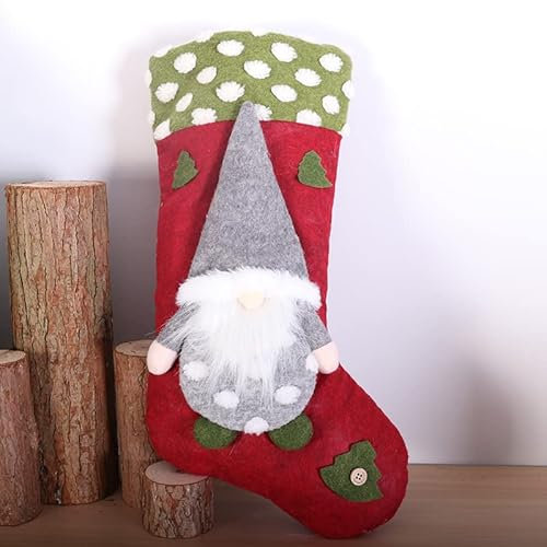 Weihnachtsstrumpf Grauer Hut Weihnachtsmann Christmas Stockings Personalisiert Die Baumdekoration Nikolausstiefel Befüllen Und Aufhängen für Kinder Thematisierter Schneemann Rentier 3P