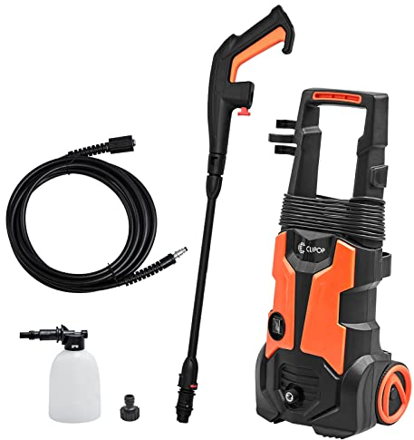 CLIPOP Powerful Electric Pressure Washer, 450L/H 1900W Home Car Driveway & Patio High Power Portable Jet Wash Cleaner with Adjustable Spray Nozzle, High Pressure Jet Washer Kit