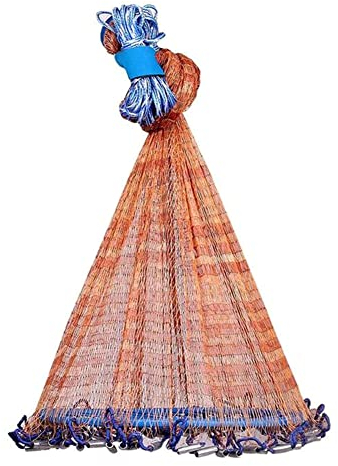 Alvinlite Wurfnetz Zum Fischen, Tragbares Fischernetz, Nylon Mesh Fischnetz zum Fangen von Angelnetz Angelzubehör, Fishing Net Handwurf Fishnets Fische Angeln Cast Net (Dia .4.2M-bandenkoord)