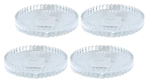 Lot de 4 Dessous de Verre pour Bougies, Ronds, Transparents, Dimensions H x Ø env. 1,5 x 10 cm
