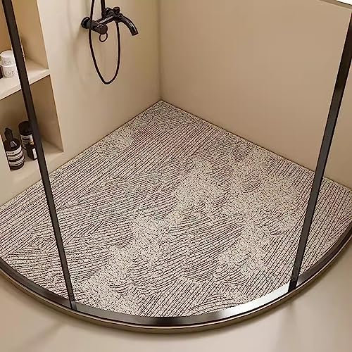 Duschmatte Dreieckig für Eckdusche, Duschmatte Dreieckig, Komfortabel Duschmatte Rutschfest Halbrund, PVC-Luffa Badematte Halbrund mit AblauflöChern Sicherheits, Schnell Trocknend,A,54x54cm(21x21inch)