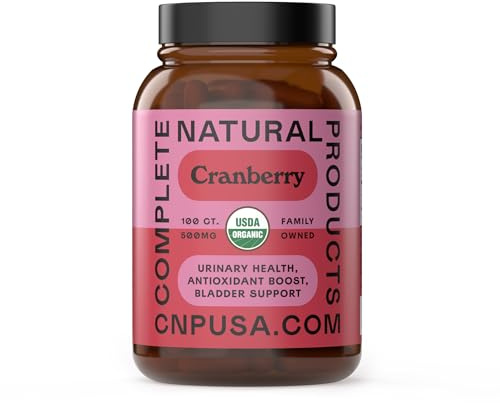 Organic Cranberry Capsules 500mg by Complete Natural Products - Cranberry Supplements for Women, Plant Based Powder for Urinary Tract & Bladder Support, Vegan Non GMO No Fillers Formula Made in USA