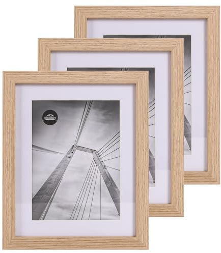 lincoolart bilderrahmen 20x25 cm Holz Natur Fotorahmen,MDF Rahmen mit Acrylglas,für Bilder 15x20 mit passepartout oder 20x25 ohne passepartout 3er Set