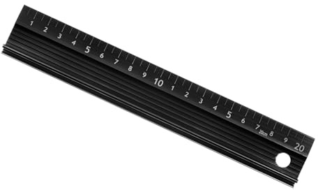 Kozelo Regla de Metal con Agarre Elevado - [20cm] Aleación de Aluminio Medición Precisa Regla Protectora Recta Negra para La Oficina Medición Corte y Dibujo Precisión de 1mm