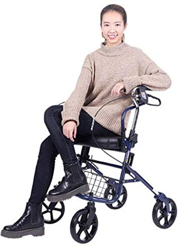 Gehhilfe für Senioren, Einkaufswagen, zusammenklappbar, tragbarer Gehwagen, ergonomischer Rollstuhl, Gehhilfe zum Sitzen, mit Handbremsen, Gehhilfe als Geschenk (rot, 45 * 50 * 87 cm)
