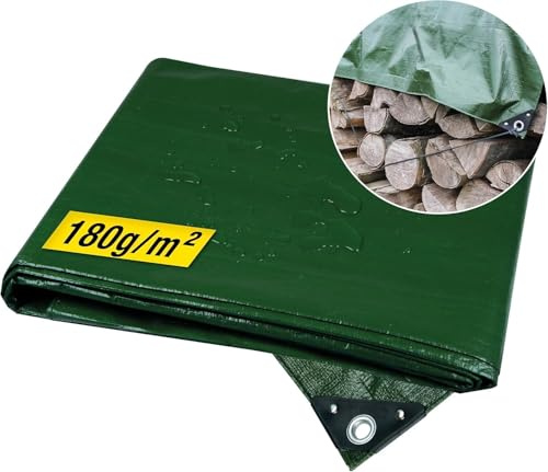 horizont Abdeckplane wasserdicht 180 g/m², 8 x 10 m | mit reißfesten Ösen, Sandkasten und Pool Abdeckung, Gewebeplane für Auto, Motorrad, Fahrrad - robuste Abdeckfolie, grün
