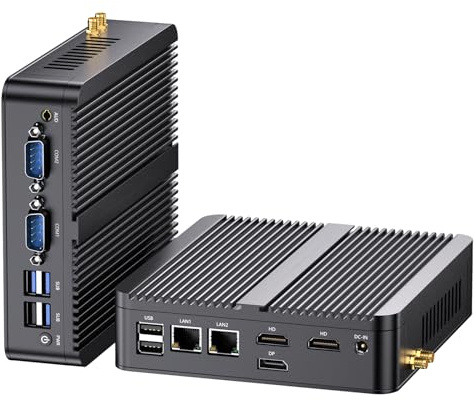 Thdeukoty Industrie Mini PC N100, lüfterlos Computer, 16G RAM 256G M.2 SSD, Alder Lake N100 (up to 3.4GHz), Win 11 Pro, WIFI6/BT5.2/USB3.0/RJ45/VESA/COM Anschlüsse