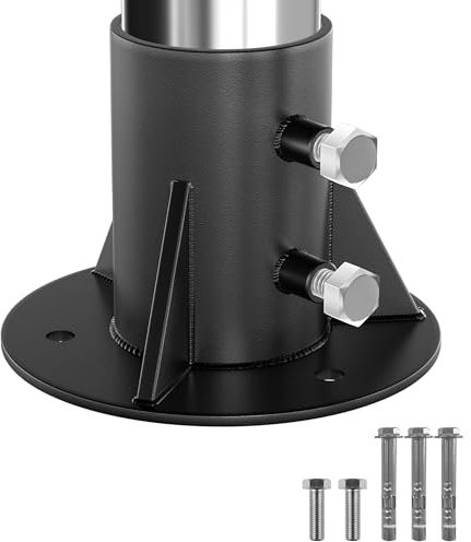 CHICAURA Heavy Duty 2 1/2 Round Fence Post Base, Metal Post Floor Flange for Chain Link Fences, Compatible with 2-3/8 OD Pipe, Includes Mailbox Mounting Bracket