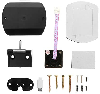 Angoily 1Stk Schrankschloss vorratsschrank schließblech kählschrank das geheim handhaben Halter Sperre zum Entsperren per Fingerabdruck USB-Ladeelektronikschloss Aluminiumlegierung Black